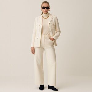 Ralph Lauren Winter White Linen Safari Utility Jacket Blazer Belted Size 6